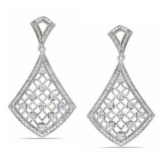 Miadora Sterling Silver Created Sapphire and Diamond Accent Earrings