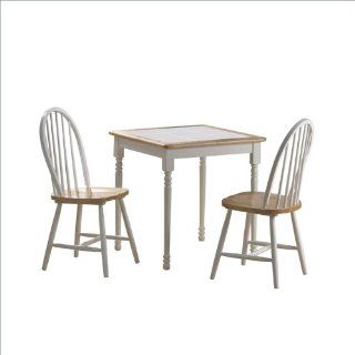 Boraam Square Tile Top 3 Piece Dinette Set in White and