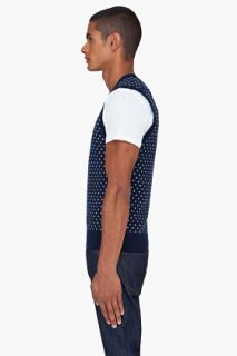 J. Lindeberg Navy Polka Dot Jacquard Wool Vest for men