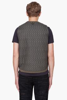 White Mountaineering Grey Quilted Pertex Taffeta Vest for men