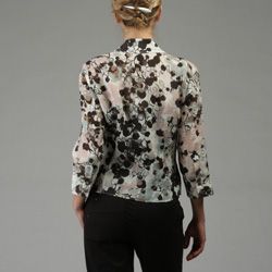 Lafayette 148 Womens Scattered Floral Tie front Blouse