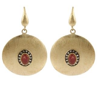 Rivka Friedman 18k Gold Overlay Esha Red Quartzite Earrings