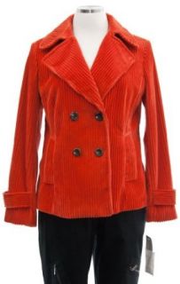 Anne Klein Persimmon Corduroy Pea Coat Jacket 16 Clothing