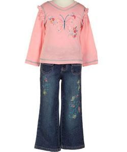 Flapdoodles Girls Powder Pink Butterfly Pant Set