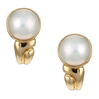 14k Yellow Gold Mabe Pearl Earrings(14 mm)