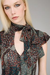 Miss Sixty  Russell Floral Tie Blouse Bodysuit for women