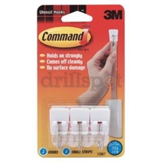 DrillSpot 1601169 17067 COMMAND Strips and Small Utensil Hooks 3ct + 4