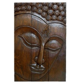 Large Acacia Wood Three Panel Buddha Face (Thailand) Today $134.99 4