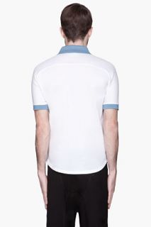 SLVR White Blue trimmed Raglan Polo for men