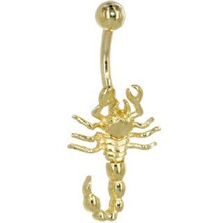 Solid 14kt Yellow Gold Scorpion Belly Ring Jewelry