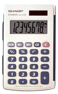 Sharp Electronics EL243SB 8 Digit Twin Powered Calculator