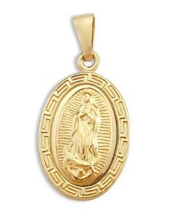 Virgin Mary Pendant Plate Guadalupe 14k Yellow Gold Charm
