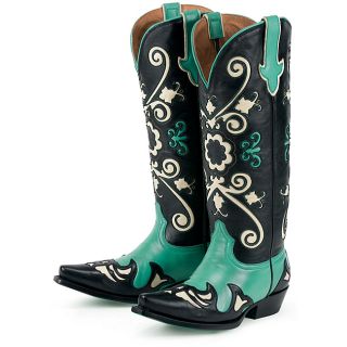 Lane Boots Womens Ashlee Lace Turquoise Leather Cowboy Boots