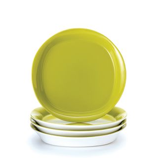 Rachael Ray Round and Square 4 piece Green Apple Salad Plate Set