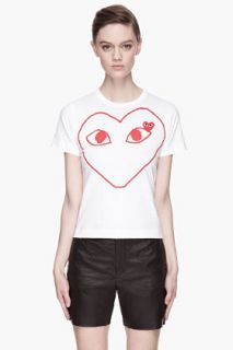 Comme Des Garçons Play  White Heart Outline T shirt for women