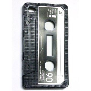 BLACK Cassette Tape Design Flexi Gel TPU Silicone Skin Case Cover for