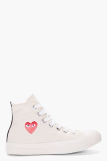 Comme Des Garçons Play  High top Cream Canvas Converse Sneakers for women