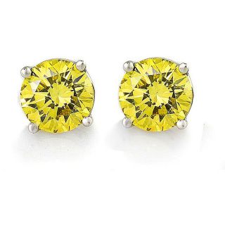 14k White Gold 1 5/8ct TDW Canary Diamond Earrings (VS1 VS2