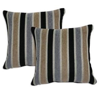Beige Striped Throw Pillows (Set of 2)
