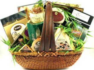 The Finer Things Gourmet Snack Food Basket   Includes Cheeses, Caviar
