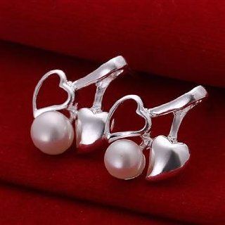 Elegant Earrings, pearl model of the heart, 925 silver