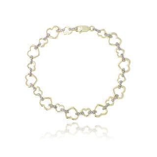 DB Designs Two tone Sterling Silver Diamond Accent Heart Link Bracelet