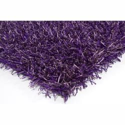 Hand woven Mandara Purple Shag Rug (5 x 76)
