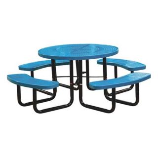 Approved Vendor 4HUV3 Picnic Table, Perforated, Round, Blue