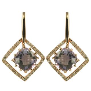 Gems For You 10k Rose Gold Amethyst and Diamond Accent Earrings