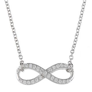 La Preciosa Silver Clear Cubic Zirconia Infinity 18 inch Necklace