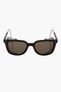 Thom Browne Black Wayfarer Mesh Trimmed Sunglasses for men