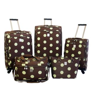Jenni Chan Dots Brown / Green 5 piece Spinner Luggage Set Today $244