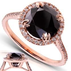 14k Rose Gold 3 5/8ct TDW Certified Black Diamond Ring (H I, I1 I2