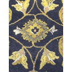 Indo Hand tufted Kashan Black Wool Rug (8 x 10)