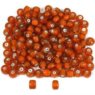 50g Orange Lampwork White Heart Glass Beads Approx 139