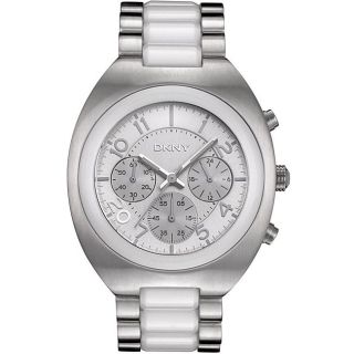 DKNY Womens Chronograph Stainless Steel/White Ceramic Watch