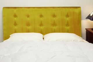 Chartreuse Silk Upholstered Queen size Headboard