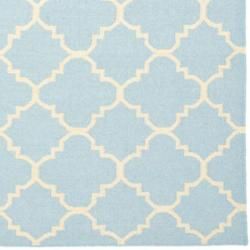 Moroccan Light Blue/ Ivory Dhurrie Wool Rug (9 x 12)
