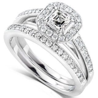 5/8 Carat TW Asscher Diamond Engagement Ring and Wedding