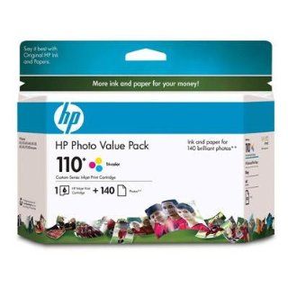 HP 110 Ink Cartridge, w/ 140 Photo Sheets, Tri color