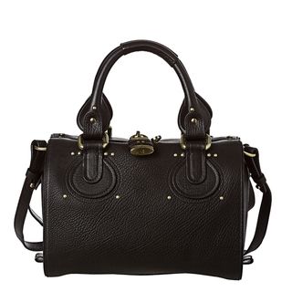 Chloe Small Black Textured Leather Satchel Bag