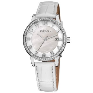 August Steiner Womens Swiss Quartz Mother of Pearl Crystal Strap