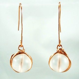 Pretty Little Style Copper Clear Glass Wire Wrap Earrings