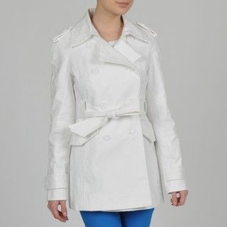 Ivanka Trump Womens Embroidery Detail Double Breasted Belted Trench