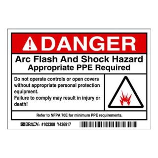 Brady 102308 Arc Flash Protection Label, PK 100