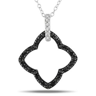 Miadora Sterling Silver 1/4ct TDW Black and White Diamond Necklace (G