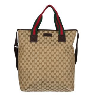 Gucci Web Detailed Canvas Tote Bag
