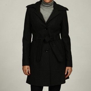 Anne Klein Womens Charcoal Belted Coat FINAL SALE