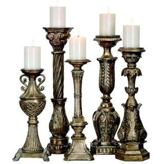 Baroque Style Opulent Silver Candleholders (Set of 5)