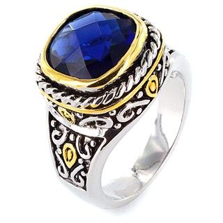 Two tone Sapphire Design Polished Ring